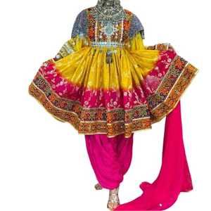 Vestido Afgano de Encaje de Alta Calidad para Mujer, Diseño Original Afgano Kuchi, Bordado Tradicional, Estilo Casual, Largo hasta la Rodilla, Vintage, Corte en A - Product Image 1