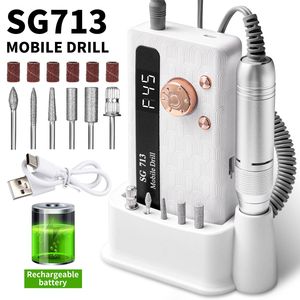 Kit de Taladro Eléctrico Portátil Recargable de 45000 RPM para Uñas con 11 Brocas y Pantalla LED, Ultrasilencioso y Base Incluida - Product Image 1