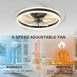 Ventilatore da soffitto a incasso da 20 pollici con luce e telecomando, lampadario a LED dimmerabile 3000K-6000K a basso profilo - Product Image 6