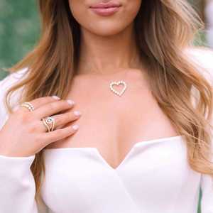 Heart Shape Pendants 14K 18K Solid Gold Round Cut Lab Diamond Lobster Clasp Modern Luxury Prong Set <b>Statement</b> Layering <b>Necklaces</b> - Product Image 5
