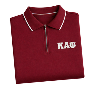Polo Kappa Alpha Psi a 3 Lettere con Zip, Abbigliamento per Fraternità Greca Krimson, Vestibilità Atletica e Comfort Traspirante - Product Image 6