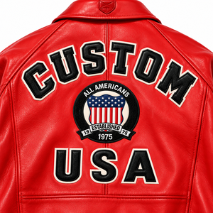 Blouson Bomber Homme en Cuir Rouge Hiver Style Vintage avec Logo Personnalisé, Manches Côtelées, Fermeture Éclair Avant et Doublure en Fausse Fourrure - Product Image 3