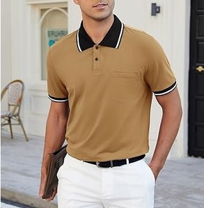 เสื้อโปโลชายสีน้ำตาลคุณภาพดีขายดี ทรงหลวม แขนครึ่งตัว เหมาะสำหรับใส่เล่นกอล์ฟ เล่นกีฬา ใส่ลำลองช่วงฤดูร้อนและกิจกรรมกลางแจ้ง - Product Image 3