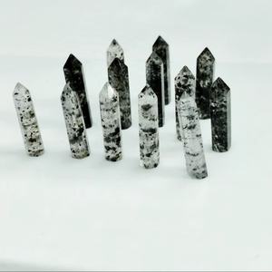 Pierre précieuse en quartz rutile noir, taille crayon, facettée, 25*6 mm, 100% naturelle, pour la création de bijoux, prix de gros. - Product Image 1