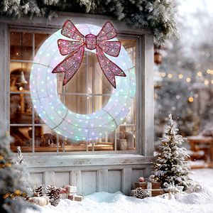 Ghirlanda Natalizia in PVC Personalizzabile con Luci Dorate e Bianche, Decorazione per la Casa, Spedizioni nei Giorni Feriali - Product Image 1