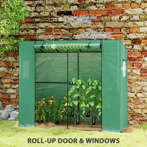 Serra Portatile da Esterno con Copertura in PE Resistente ai Raggi UV, Piccola 6.6 X 2.5 X 5.6, Colore Verde per Giardini - Product Image 4