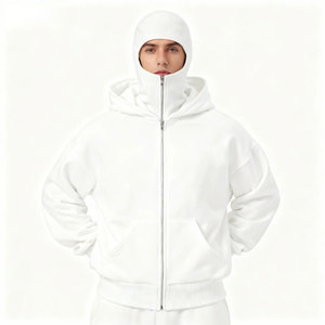 Sweat-shirt unisexe à double capuche, masque facial intégral tricoté, pull à manches longues avec fermeture éclair et poches, idéal pour l'automne et l'hiver - Product Image 5