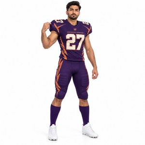 Conjunto de Uniforme de Fútbol Americano Personalizado, Transpirable, de Secado Rápido, Cuello en V, Spandex, Poliéster, para Jóvenes y Adultos - Product Image 4