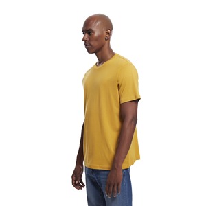 T-shirt unisexe personnalisé jaune uni à col rond et manches courtes 100 % coton, coupe ample, tricot jersey décontracté, logo imprimé sérigraphié sur le devant - Product Image 4
