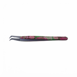 Pinzas para Cejas con Diseño de Piel de Vaca, de Acero Inoxidable, Punta Angulada, Herramienta de Depilación con Agarre Decorativo Plano para Estilizar - Product Image 4
