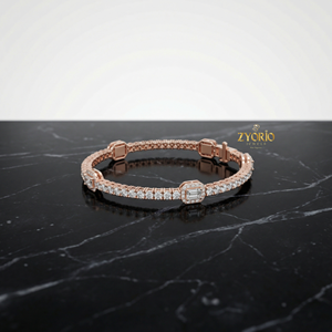 สร้อยข้อมือทองคำทรงเรขาคณิตประดับเพชรแล็บโกรว์สำหรับผู้หญิง ดีไซน์เรียบหรูคลาสสิก เหมาะสำหรับงานหมั้น งานครบรอบ และงานปาร์ตี้ - Product Image 3