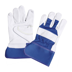 Leather Safety <b>Gloves</b> Gray <b>Red</b> Full Grain Abrasion Resistant Anti Slip General Purpose Work <b>Gloves</b> Knit Wrist - Product Image 6