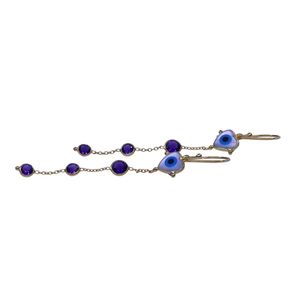 Gold Plated 925 <b>Silver</b> <b>Drop</b> <b>Earrings</b> With Amethyst Heart Evil Eye Bohemia Style Women's Everyday Wear Jewelry - Product Image 5