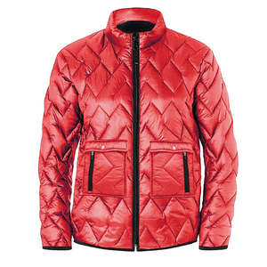 Veste matelassée rouge pour homme avec fermeture éclair, col montant, coupe-vent, vêtement d'extérieur décontracté pour l'hiver - Product Image 1