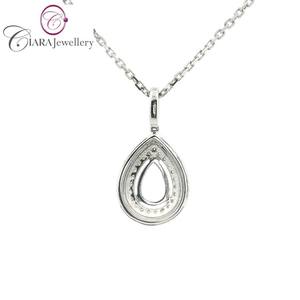 VENTE CHAUDE ÉLÉGANT DOUBLE HALO 18K AU750 OR AVEC DIAMANT NATUREL 8X5.54MM SUPPORT PENDENTIF EN FORME DE POIRE - Product Image 3