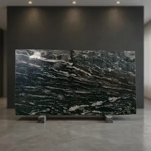 Grande dalle de granit noir avec veines blanches, pierre polie pour comptoirs de cuisine, panneaux muraux, villas modernes et projets de luxe - Product Image 2