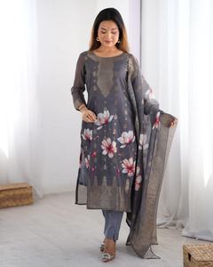 Ensemble Salwar Kameez pakistanais et indien, haut, bas et dupatta, prêt à porter, couleur GRIS, décontracté, pour les fêtes et les occasions spéciales, FATEMA FASHION - Product Image 5