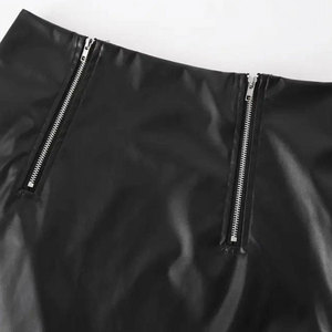 Women PU Leather Pencil <b>Skirt</b> High Waist Solid Color Shiny Minimalist Design - Product Image 3