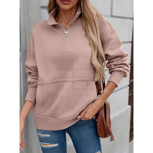 Premium <b>Women</b> <b>Quarter</b> <b>Zip</b> Sweatshirt With Soft Fabric Pullover Design For Casual Wear Outdoor Activities And Everyday Fashion - Product Image 5