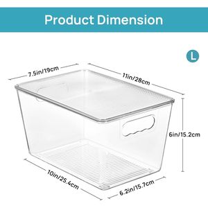 Contenitori Impilabili Trasparenti con Coperchi, Set da 6, Grandi Organizzatori in Plastica per Dispensa - Product Image 2