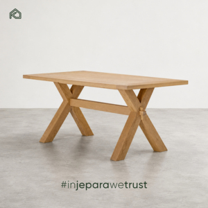 Ensemble de table à manger carrée en bois massif, écologique, durable, design contemporain et luxueux, pour restaurant, salon, appartement - Product Image 1