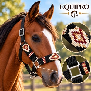 EQUIPRO Halter pour cheval en corde de nylon et de laine, rose/orange, motif tressé, boucles en strass et cristaux - Tailles personnalisables (COB//FULL) - Product Image 3