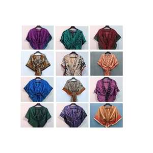 Kaftan indien en soie pure fait main pour femmes, imprimé floral assorti, robe de plage, couvre-maillot de bain en soie pure - Product Image 2