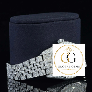 Good Quality Hip Hop Jewelry Moissanite Diamond White Yellow Dial Watch Stainless Steel Band Glass Available at Export Price - Product Image 3