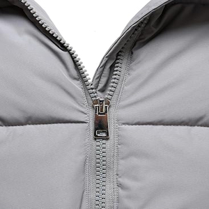 Veste matelassée à capuche pour homme, grise, coupe-vent, épaisse, en polyester, hiver, décontractée, fermeture éclair, coupe régulière, couleur unie - Product Image 6