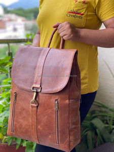 กระเป๋าเป้หนังสีน้ำตาลวินเทจสไตล์ใหม่, กระเป๋าเป้สะพายหลังเดินทางกระเป๋าหนังสำนักงานความจุขนาดใหญ่กระเป๋าเดินทาง - Product Image 3