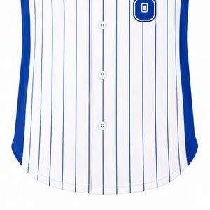 Maillot de baseball bleu roi et blanc pour homme, chemise d'équipe à rayures fines avec boutons sur le devant, uniforme sportif professionnel léger - Product Image 4