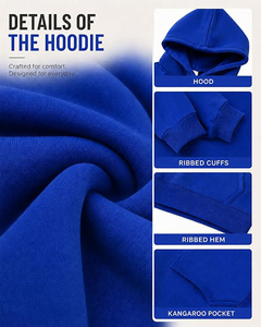 เสื้อฮู้ดผู้ชายสีน้ำเงินรอยัลคุณภาพดีที่สุดปี 2026 ทรงปกติ ผ้าเฟรนช์เทอร์รี่ สวมใส่สบายในฤดูใบไม้ร่วง ดีไซน์กระเป๋าเสื้อสำหรับผู้ชาย - Product Image 4