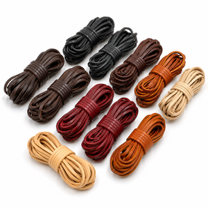 Cordon plat en cuir véritable de qualité supérieure pour la fabrication de bracelets, accessoires de bijouterie, lacets, projets de bricolage, plusieurs largeurs - Product Image 1