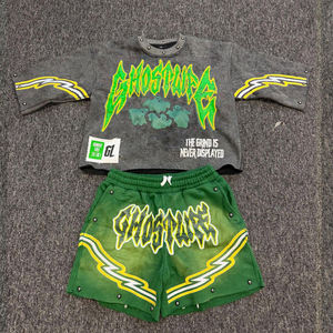 Ensemble T-shirts et Shorts pour Hommes Personnalisé en Coton 100% Lavé à l'Acide avec Impression par Sublimation, Motif Logo et Rivets - Product Image 5