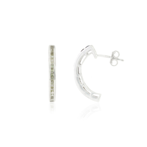 Minimalist High Quality 925 Sterling <b>Silver</b> 100% Authentic Princess Cut Peridot Gemstone C <b>Hoop</b> <b>Earring</b> For Women's - Product Image 3