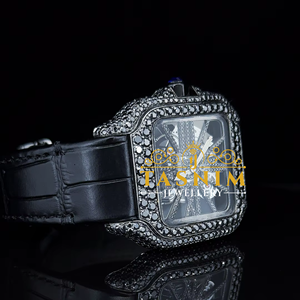 Reloj de Pulsera Cuadrado Simple para Hombre con Diamante Moissanite Negro VVS, Correa de Acero Inoxidable, Chapado en Oro, Cristal de Cuarzo, Deportivo, de Moda, 41 mm - Product Image 3