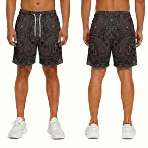 Shorts en maille pour homme à motif marbré brun doré, finition luxueuse, polyester respirant, shorts en maille de performance premium - Product Image 3