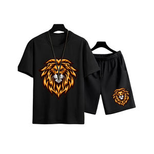 Conjunto de Camiseta y Pantalones Cortos para Hombre, Verano, Casual, Deportivo, Dos Piezas, Transpirable, para Gimnasio, Correr, Ropa Deportiva Urbana - Product Image 5