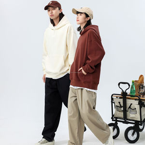 BYM063 Manufacturers 500GSM Custom Fleece 100% Cotton Heavyweight Oversized Anti-shrink <b>Black</b> Pullover Hoodies for Unisex - Product Image 5