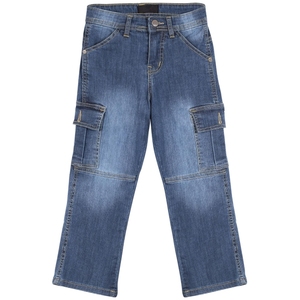 Pantalon cargo long en denim pour garçons, 100% coton, style streetwear, respirant, multi-poches, décontracté, logo personnalisé - Product Image 6