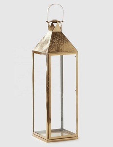 2026 Large <b>Gold</b> Metal Lanterns for Home, Garden and <b>Parties</b> 48'' Tall Hammered Top <b>Decorative</b> Candle Holders for Christmas <b>Decor</b> - Product Image 2
