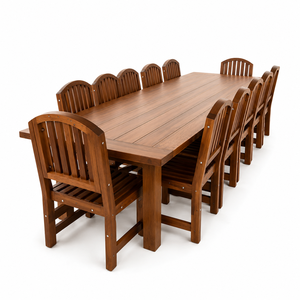 Juego de Comedor de Madera de Teca Sólida de Lujo para Exteriores, Mesa y Sillas Grandes para Jardín, Patio, Villa, Resort, Hotel - Product Image 2