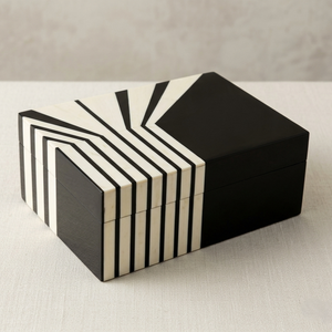 Checkered Resin and Wood Decorative Box, Luxury Geometric Storage Box for Jewelry Keepsakes <b>Coffee</b> <b>Table</b> Styling and Modern box - Product Image 3
