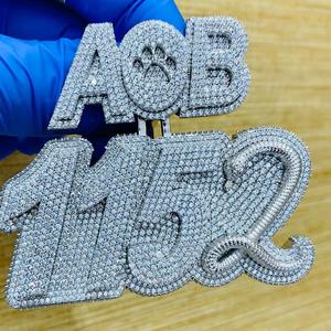 จี้เพชรโมอิสซาไนต์ทรงกลม 4 กะรัต สำหรับผู้ชาย เงินแท้ 925 ชุบทองคำขาว 14K  สามารถสลักชื่อได้ เหมาะสำหรับงานปาร์ตี้ - Product Image 3