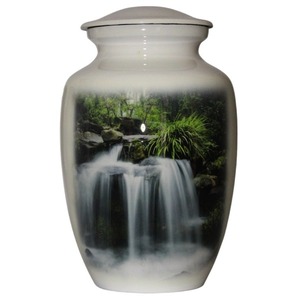 Urna Funeraria Cascada Forestal, Contenedor de Cenizas Conmemorativo, Recuerdo Inspirado en la Naturaleza, Elegante, Duradero, Calidad Premium - Product Image 1