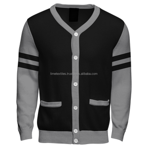 BWholesale Custom British Style Plain Color <b>Cardigan</b> <b>Long</b> Sleeved V-neck Wool/Acrylic Coarse Wool 220g Knitted Sweater <b>for</b> <b>Men</b> - Product Image 1