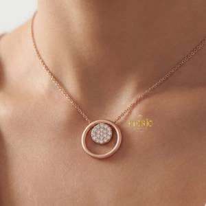 Collier pendentif de luxe élégant en argent sterling 925 plaqué or rose avec diamant, bijoux fins pour femme, cadeau de mariage ou de fête - Product Image 6