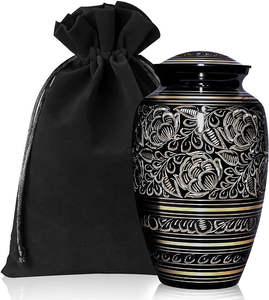 Grey Floral Heart Metal Urns for Ashes Decorative <b>Memorial</b> Keepsake Metal Urns for Home Interior Display - Product Image 2