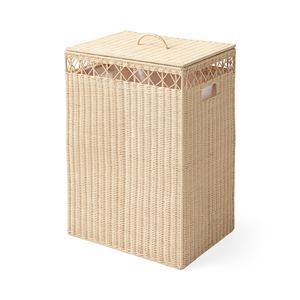 Panier de rangement en rotin naturel avec couvercle, forme rectangulaire, organisateur de linge durable, fournisseur en gros, directement de l'usine - Product Image 1