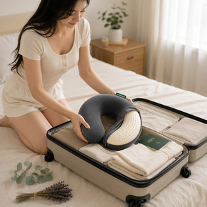 Almohada de Viaje VINABEDDING en Forma de U, de Látex Natural, Refrescante, Portátil, Ligera, de Terciopelo, Color Gris Sólido - Product Image 5